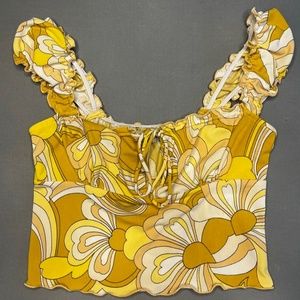 Urban Outfitters Retro Yellow Crop Top, Size Small